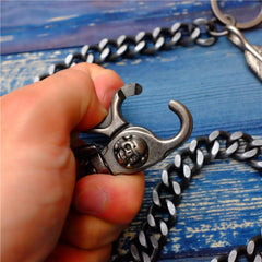 Badass Men's Skull Feather Pendant Wallet Chain Long Pants Chain Biker Wallet Chain For Men - imessengerbags