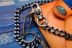 Badass Men's Skull Feather Pendant Wallet Chain Long Pants Chain Biker Wallet Chain For Men - imessengerbags