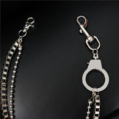 Fashion Men's Silver Double Long Pants Chain Punk Biker Wallet Chain For Men - imessengerbags