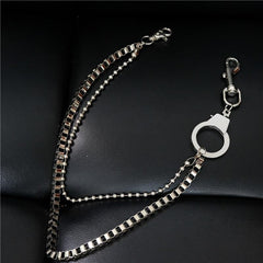 Fashion Men's Silver Double Long Pants Chain Punk Biker Wallet Chain For Men - imessengerbags