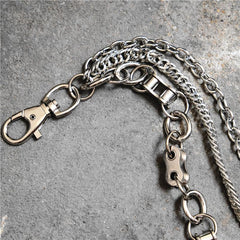 Badass Men's Silver Triple Pants Chain Bike Chain Long Punk Wallet Chain For Men - imessengerbags