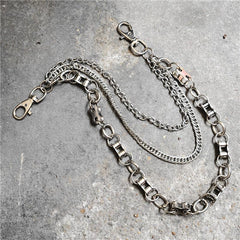 Badass Men's Silver Triple Pants Chain Bike Chain Long Punk Wallet Chain For Men - imessengerbags