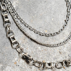 Badass Men's Silver Triple Pants Chain Bike Chain Long Punk Wallet Chain For Men