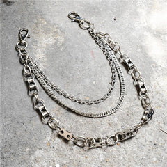 Badass Men's Silver Triple Pants Chain Bike Chain Long Punk Wallet Chain For Men - imessengerbags