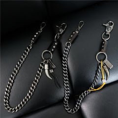 Cool Men's Silver Skull Long Wallet Chain Pants Chain Biker Wallet Chain For Men - imessengerbags