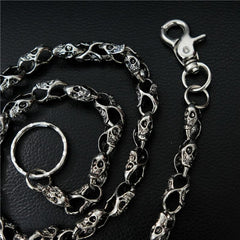 Badass Men's Silver Skull Long Punk Pants Chain Biker Wallet Chain For Men - imessengerbags