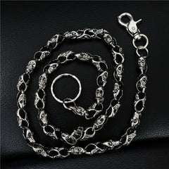 Badass Men's Silver Skull Long Punk Pants Chain Biker Wallet Chain For Men - imessengerbags