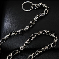 Badass Men's Silver Skull Long Punk Pants Chain Biker Wallet Chain For Men - imessengerbags