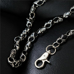 Badass Men's Silver Skull Long Punk Pants Chain Biker Wallet Chain For Men - imessengerbags