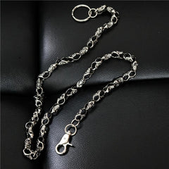 Badass Men's Silver Skull Long Punk Pants Chain Biker Wallet Chain For Men