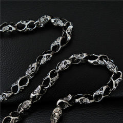 Badass Men's Silver Skull Long Punk Pants Chain Biker Wallet Chain For Men