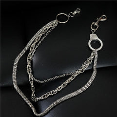Cool Men's Silver Triple Fashion Long Punk Biker Wallet Chain Pants Chain For Men - imessengerbags
