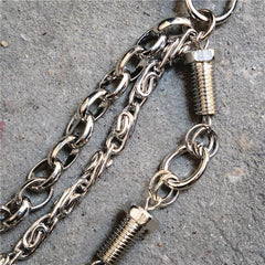 Badass Men's Silver Triple screw bolt Pants Chain Wallet Chain For Men - imessengerbags
