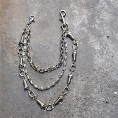 Badass Men's Silver Triple screw bolt Pants Chain Wallet Chain For Men - imessengerbags