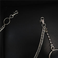 Badass Men's Womens Long Silver Wallet Chain Pants Chain Biker Wallet Chain For Men