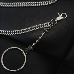 Badass Men's Womens Long Silver Wallet Chain Pants Chain Biker Wallet Chain For Men