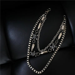 Badass Men's Skull and Bullet Triple Long Wallet Chain Pants Chain Trendy Biker Wallet Chain For Men - imessengerbags