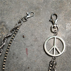 Badass Mens Double Pacifism Long Stainless steel Pants Chain Wallet Chain For Men - imessengerbags