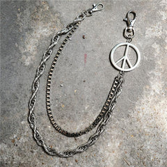 Badass Mens Double Pacifism Long Stainless steel Pants Chain Wallet Chain For Men - imessengerbags