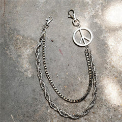 Badass Mens Double Pacifism Long Stainless steel Pants Chain Wallet Chain For Men - imessengerbags