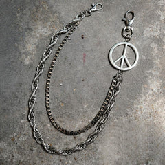 Badass Mens Double Pacifism Long Stainless steel Pants Chain Wallet Chain For Men - imessengerbags