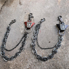 Badass Mens Leather Crown Double Key Long Biker Pants Chain Wallet Chain For Men - imessengerbags