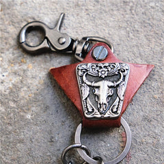 Badass Mens Leather Crown Double Key Long Biker Pants Chain Wallet Chain For Men - imessengerbags