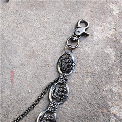 Badass Mens Leather Crown Double Key Long Biker Pants Chain Wallet Chain For Men - imessengerbags