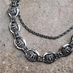 Badass Mens Leather Crown Double Key Long Biker Pants Chain Wallet Chain For Men - imessengerbags