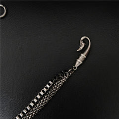 Badass Mens Leather Skull Key Chain Long Pants Chain Biker Wallet Chain For Men - imessengerbags