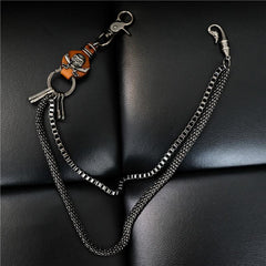 Badass Mens Leather Skull Key Chain Long Pants Chain Biker Wallet Chain For Men - imessengerbags