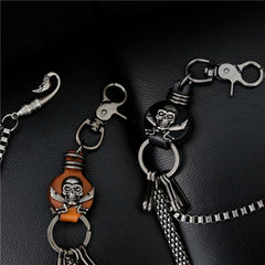 Badass Mens Leather Skull Key Chain Long Pants Chain Biker Wallet Chain For Men - imessengerbags