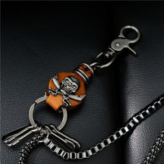 Badass Mens Leather Skull Key Chain Long Pants Chain Biker Wallet Chain For Men - imessengerbags