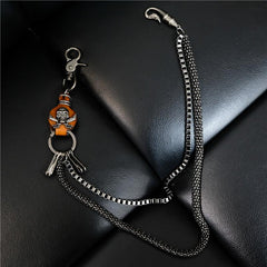 Badass Mens Leather Skull Key Chain Long Pants Chain Biker Wallet Chain For Men - imessengerbags