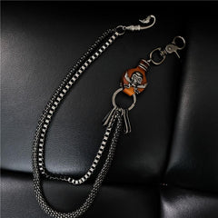 Badass Mens Leather Skull Key Chain Long Pants Chain Biker Wallet Chain For Men - imessengerbags