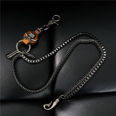 Badass Mens Leather Skull Key Chain Long Pants Chain Biker Wallet Chain For Men - imessengerbags