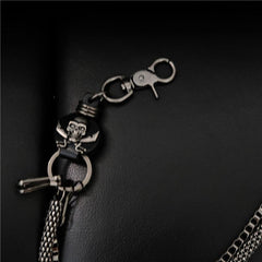 Badass Mens Leather Skull Key Chain Long Pants Chain Biker Wallet Chain For Men - imessengerbags