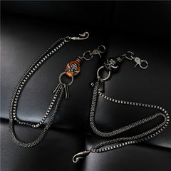 Badass Mens Leather Skull Key Chain Long Pants Chain Biker Wallet Chain For Men - imessengerbags