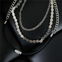 Badass Mens Leather Triple Stainless steel Pants Chain Biker Wallet Chain For Men - imessengerbags