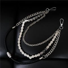 Badass Mens Leather Triple Stainless steel Pants Chain Biker Wallet Chain For Men - imessengerbags