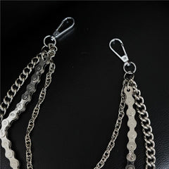 Badass Mens Leather Triple Stainless steel Pants Chain Biker Wallet Chain For Men - imessengerbags