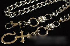 Badass Mens Silver Long Stainless steel Cross Key Chain Pants Chain Wallet Chain For Men - imessengerbags