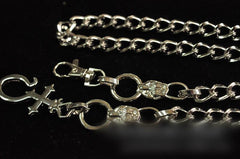 Badass Mens Silver Long Stainless steel Cross Key Chain Pants Chain Wallet Chain For Men - imessengerbags
