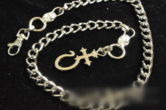 Badass Mens Silver Long Stainless steel Cross Key Chain Pants Chain Wallet Chain For Men - imessengerbags