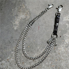 Badass Mens Skull Double Stainless steel Key Chain Long Pants Chain Wallet Chain For Men - imessengerbags