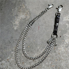 Badass Mens Skull Double Stainless steel Key Chain Long Pants Chain Wallet Chain For Men