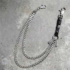 Badass Mens Skull Double Stainless steel Key Chain Long Pants Chain Wallet Chain For Men - imessengerbags