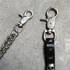 Badass Mens Skull Double Stainless steel Key Chain Long Pants Chain Wallet Chain For Men - imessengerbags