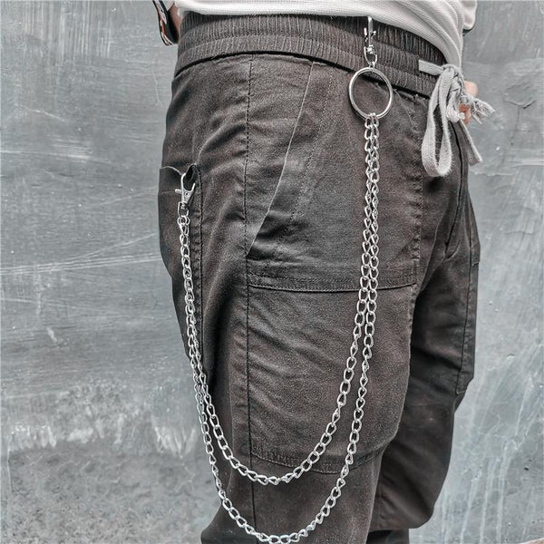 Badass Stainless Steel Mens Double Layer Pants Chain Long Wallet Chain For Men - imessengerbags