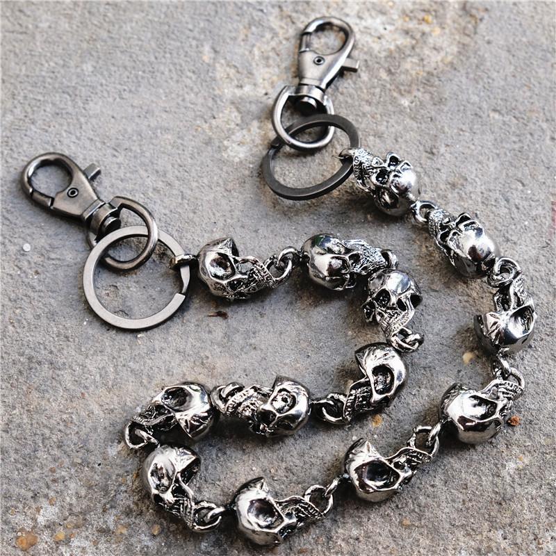 Men Silver Metal Wallet Chains Links KeyChain Jeans Biker Big